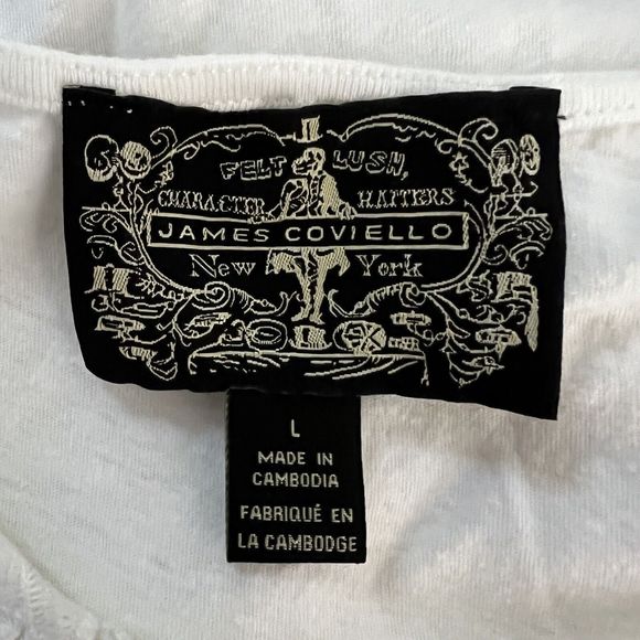 James Coviello Shirt Womens Large White Open Lace Lightweight Neutral Minimalist - Picture 6 of 7